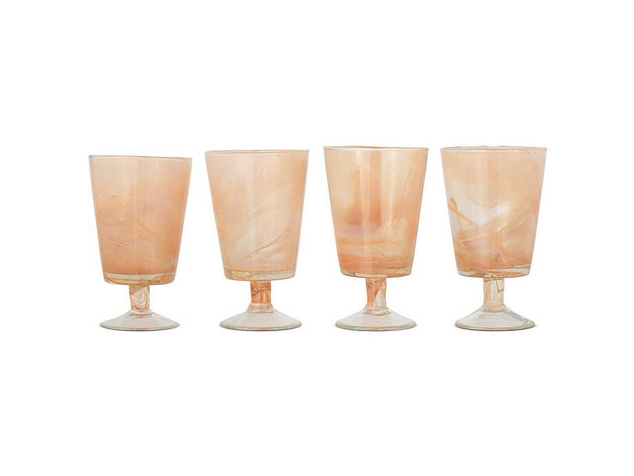 Shirali Marble Swirl Wine Glass - Apricot - (Set of 4)