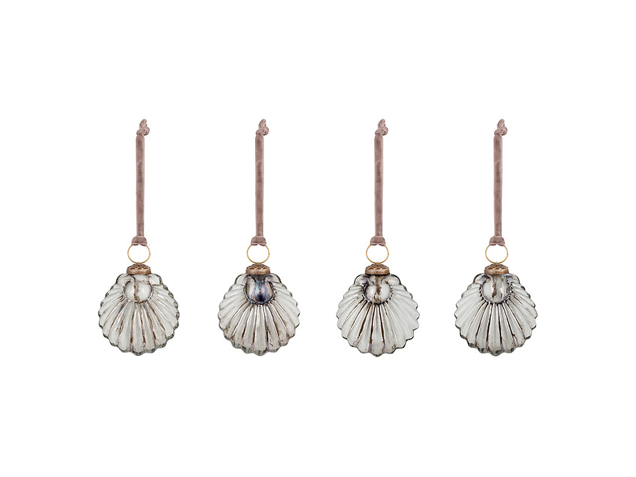 Sohni Shell Baubles - Gold & Cream - (Set of 4)