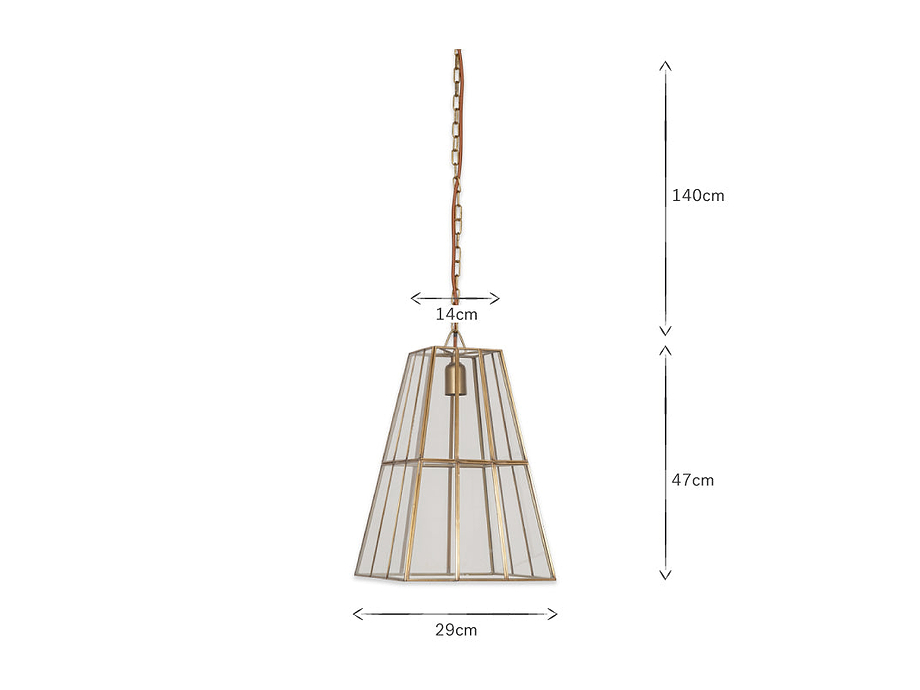 Solan Glass Lantern Pendant - Clear & Antique Brass