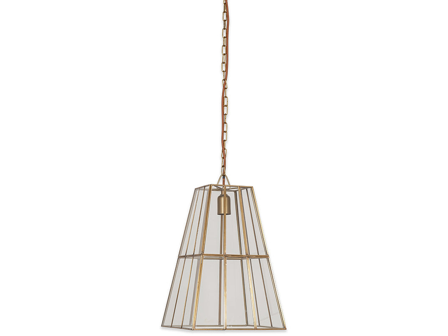 Solan Glass Lantern Pendant - Clear & Antique Brass