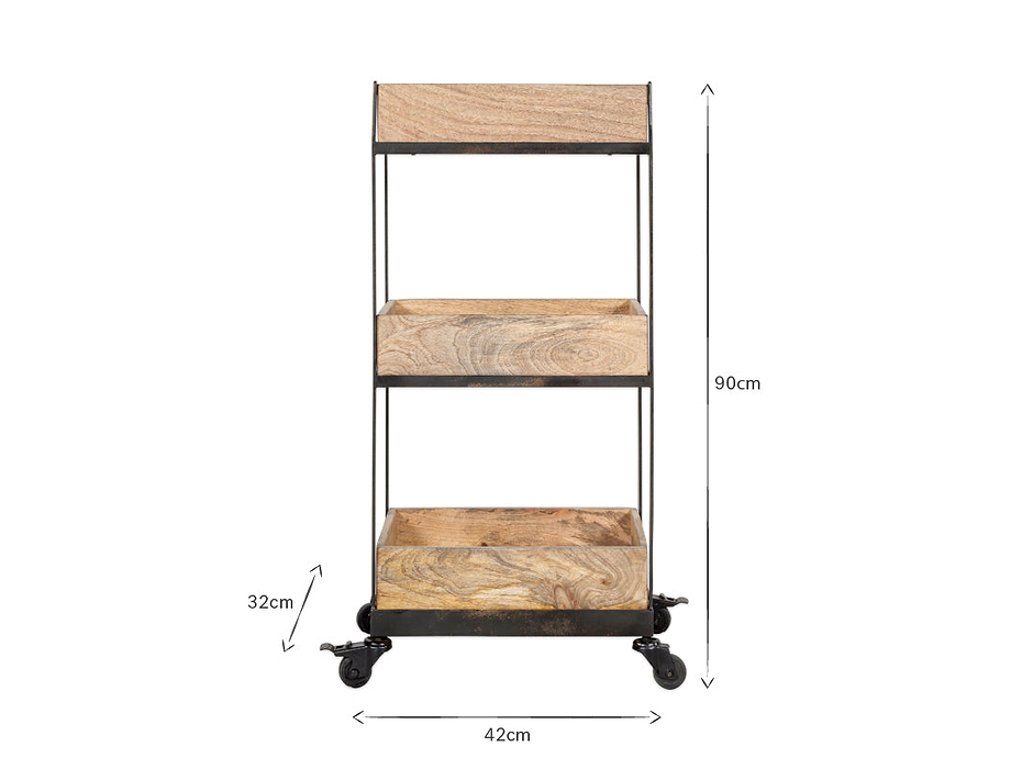 Soma Mango Wood Storage Trolley