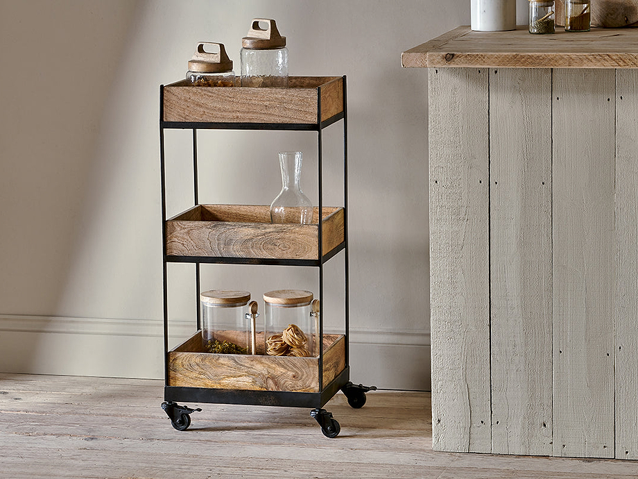 Soma Mango Wood Storage Trolley