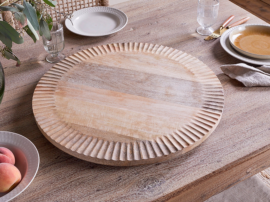 Soria Mango Wood Lazy Susan - Natural