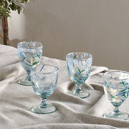 Taja Wine Glass - Sea Blue (Set of 4)-nkuku
