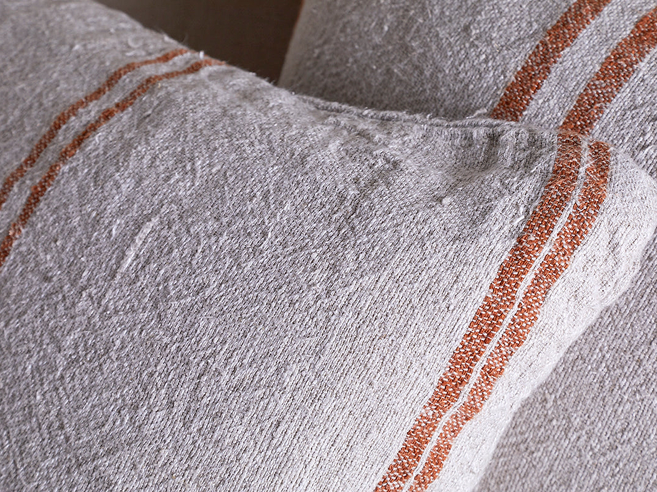 Tajana Linen Stripe Cushion Cover - Rust