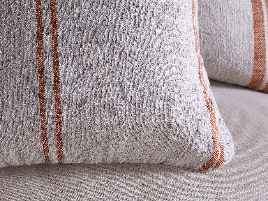 Tajana Linen Stripe Cushion Cover - Rust