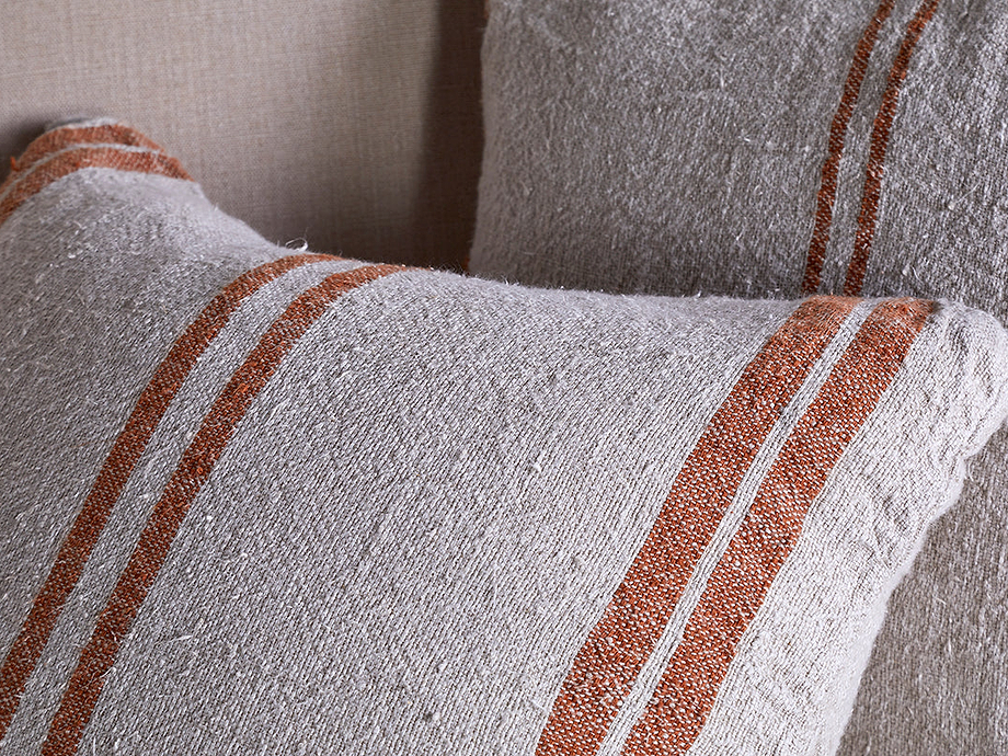 Tajana Linen Stripe Cushion Cover - Rust