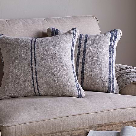 Tendali Linen Stripe Cushion Cover - Navy-nkuku