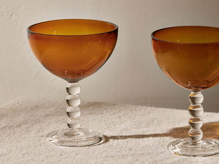 Thimma Champagne Coupe - Amber (Set of 2)