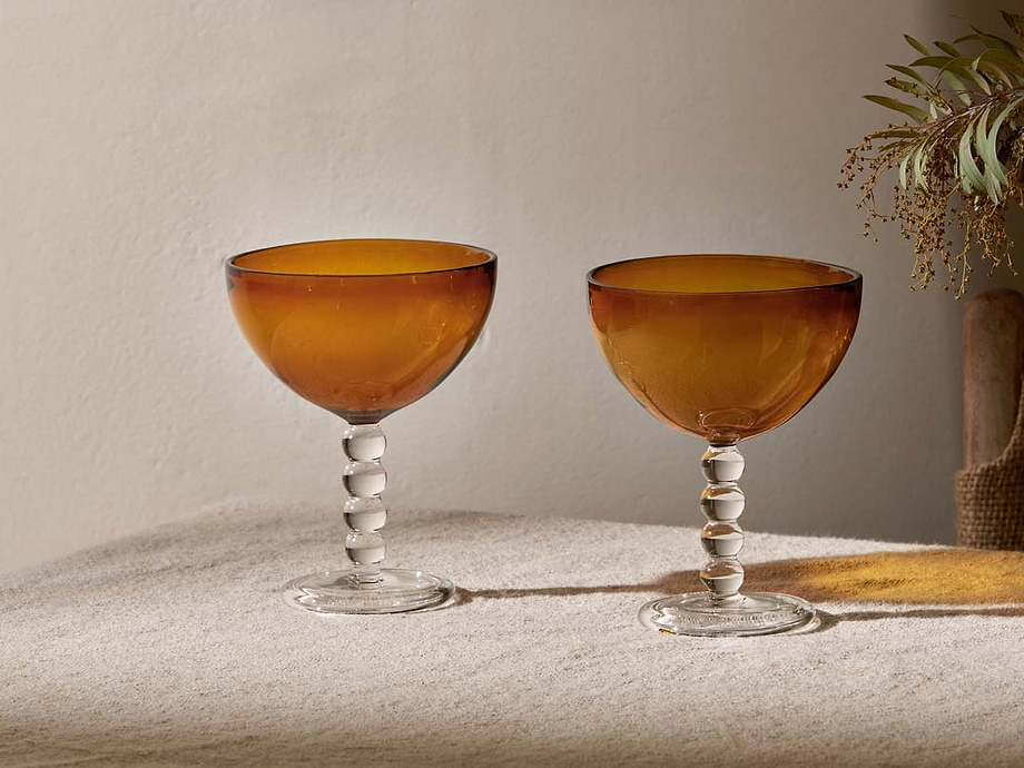 Thimma Champagne Coupe - Amber (Set of 2)