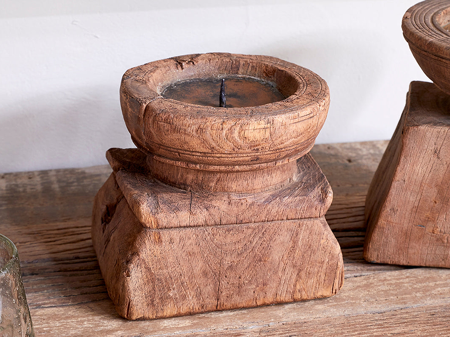 Thoko Reclaimed Square Candlestick - Dark Stain