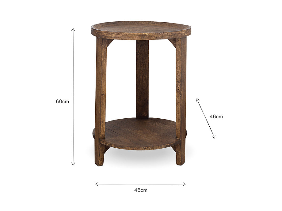 Triveni Mango Wood Side Table - Walnut Stain