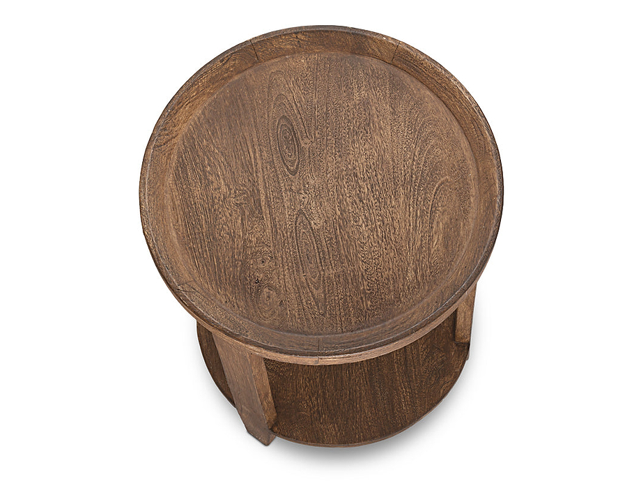 Triveni Mango Wood Side Table - Walnut Stain