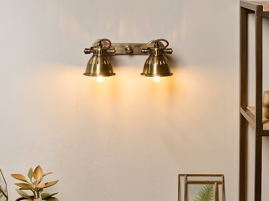 Tubu Brass Double Spot Light - Antique Brass