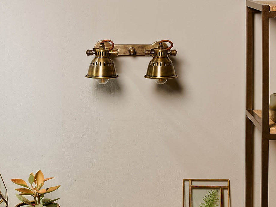 Tubu Brass Double Spot Light - Antique Brass