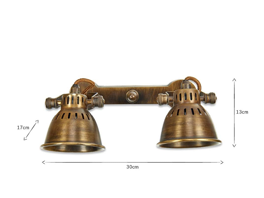 Tubu Brass Double Spot Light - Antique Brass