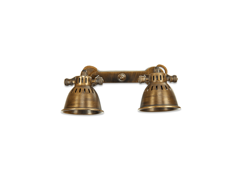 Tubu Brass Double Spot Light - Antique Brass