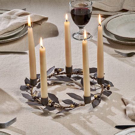 Tula Garland Candle Holder - Brass & Rust-nkuku