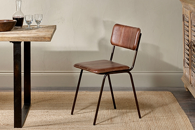 Ukari Leather Dining Chair - Chocolate Brown