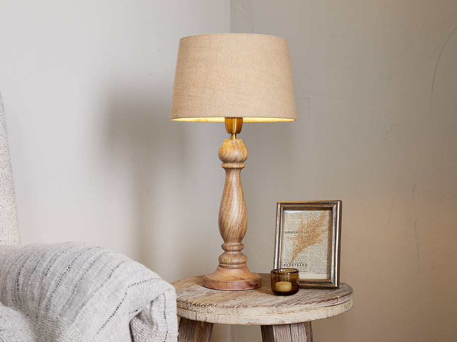 Usha Classic Wooden Table Lamp - Natural