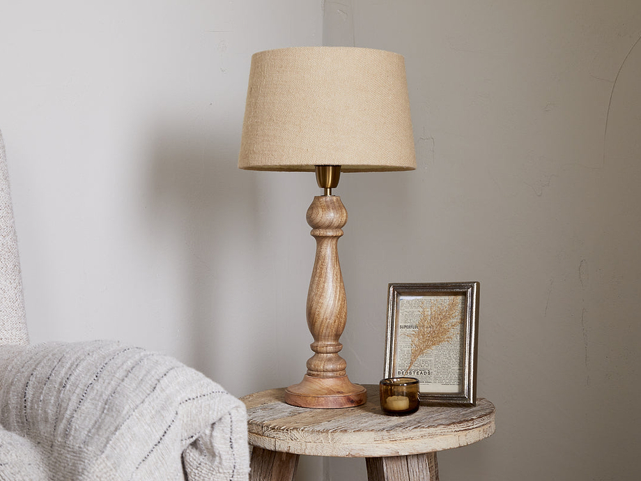 Usha Classic Wooden Table Lamp - Natural
