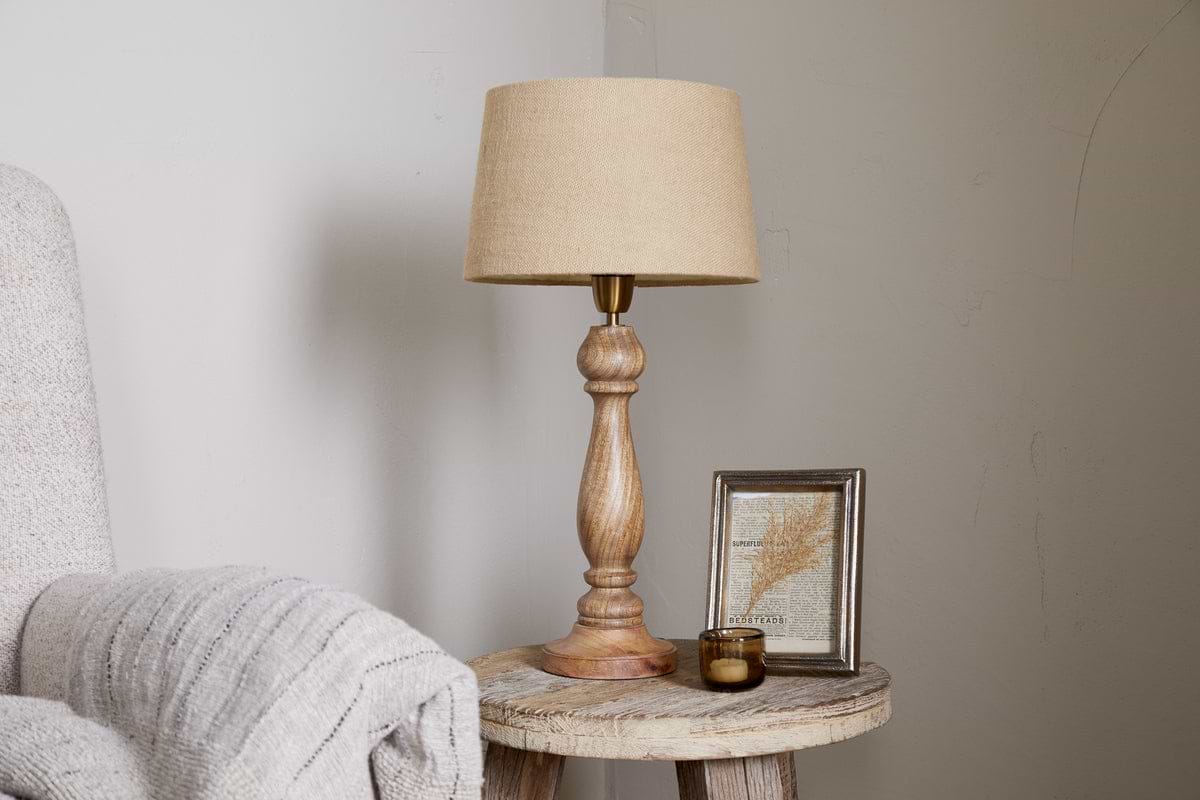 Usha Classic Wooden Table Lamp Natural-nkuku
