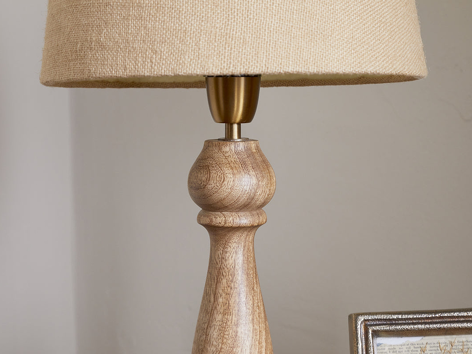 Usha Classic Wooden Table Lamp - Natural