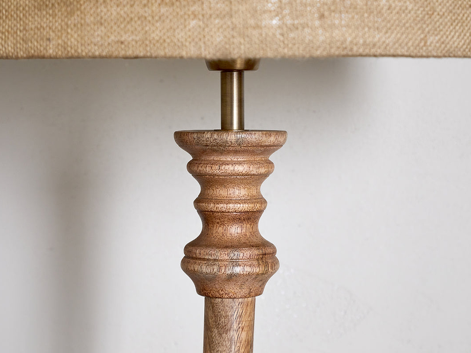 Usha Classic Wooden Floor Lamp - Natural