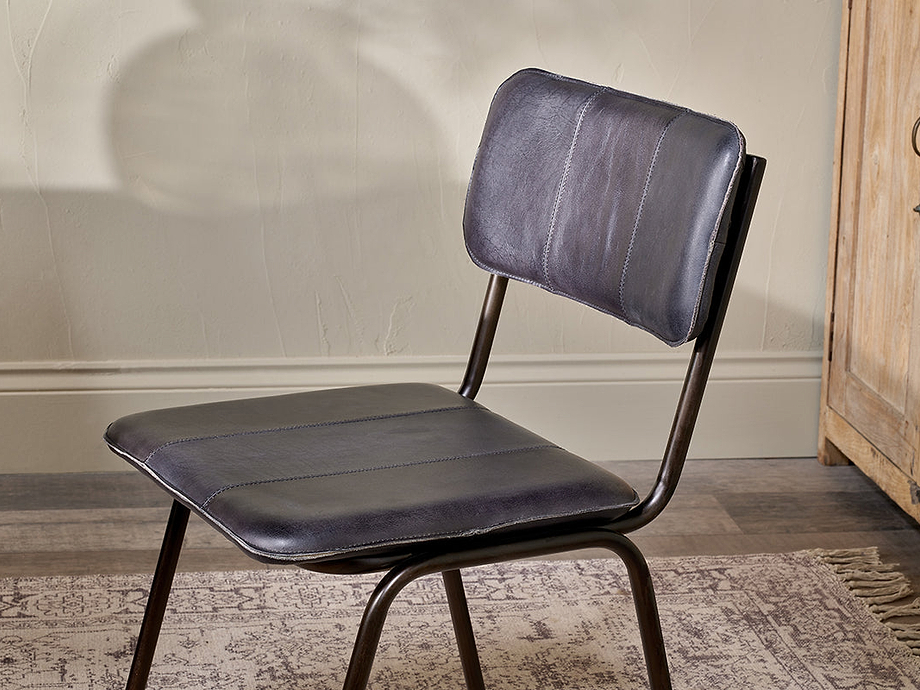 Ukari Leather Dining Chair - Aged Black