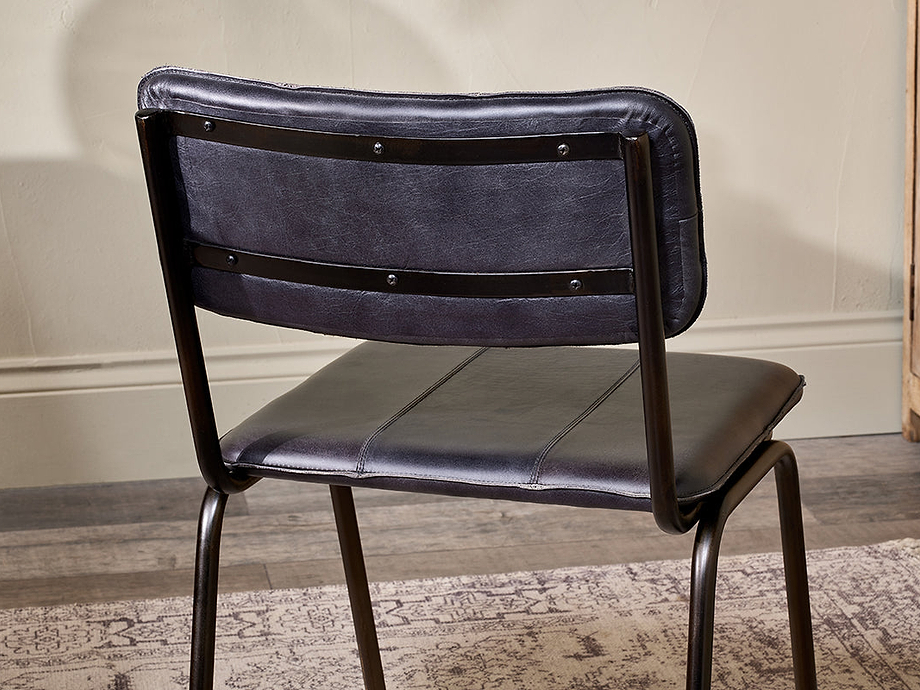 Ukari Leather Dining Chair - Aged Black