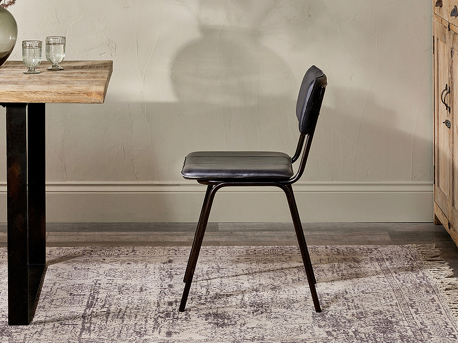 Ukari Leather Dining Chair - Aged Black