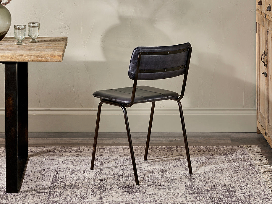 Ukari Leather Dining Chair - Aged Black