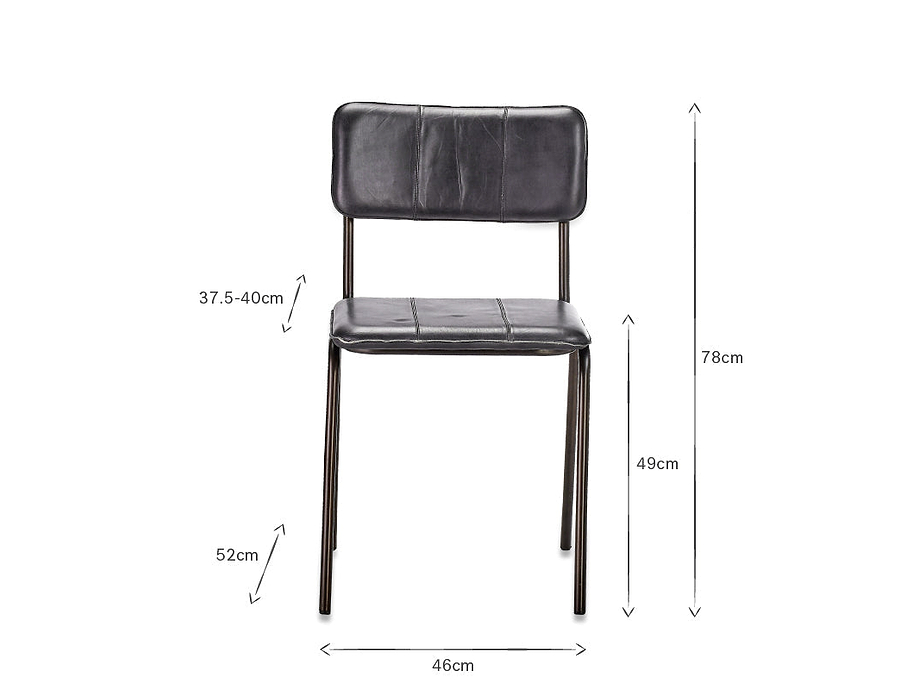 Ukari Leather Dining Chair - Aged Black