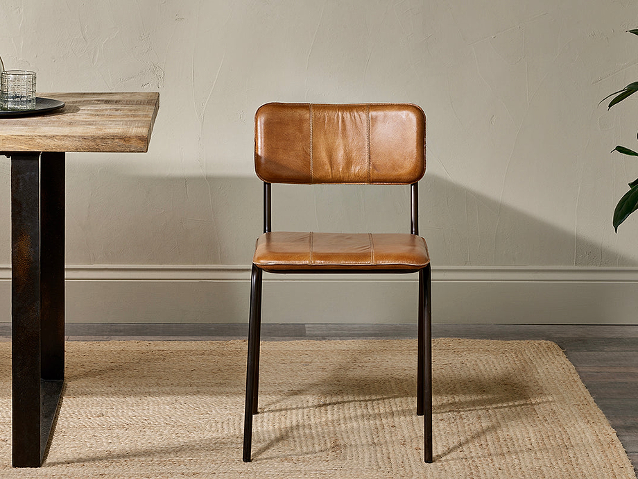 Ukari Leather Dining Chair - Aged Tan