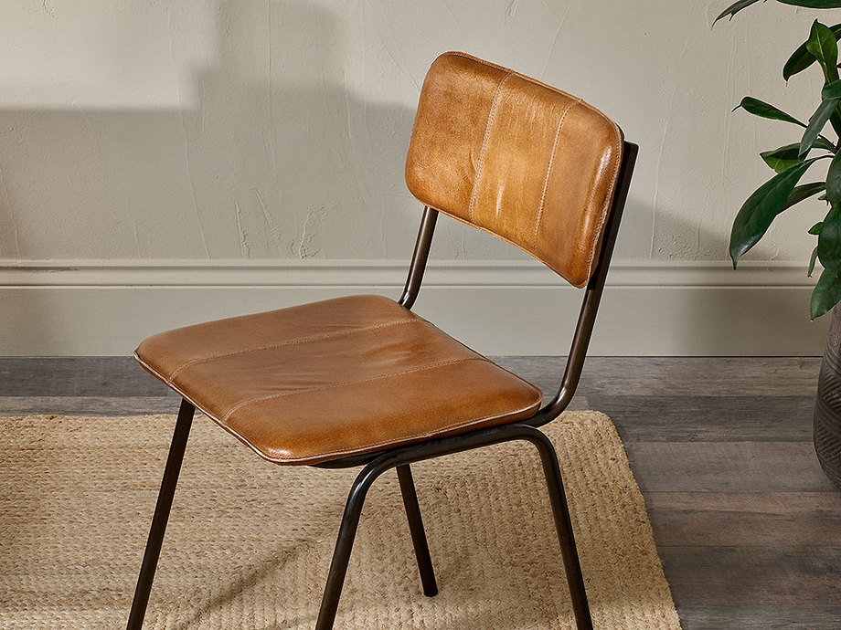 Ukari Leather Dining Chair - Aged Tan