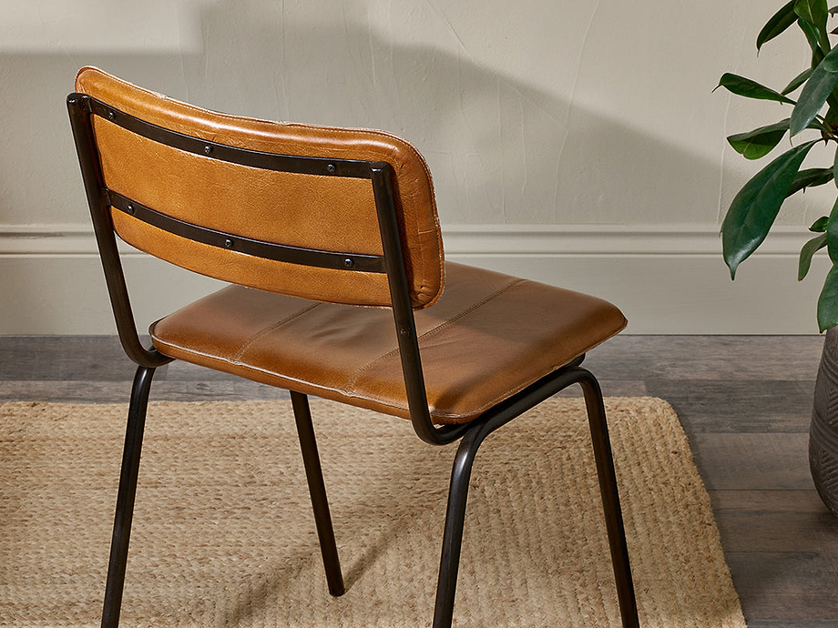 Ukari Leather Dining Chair - Aged Tan