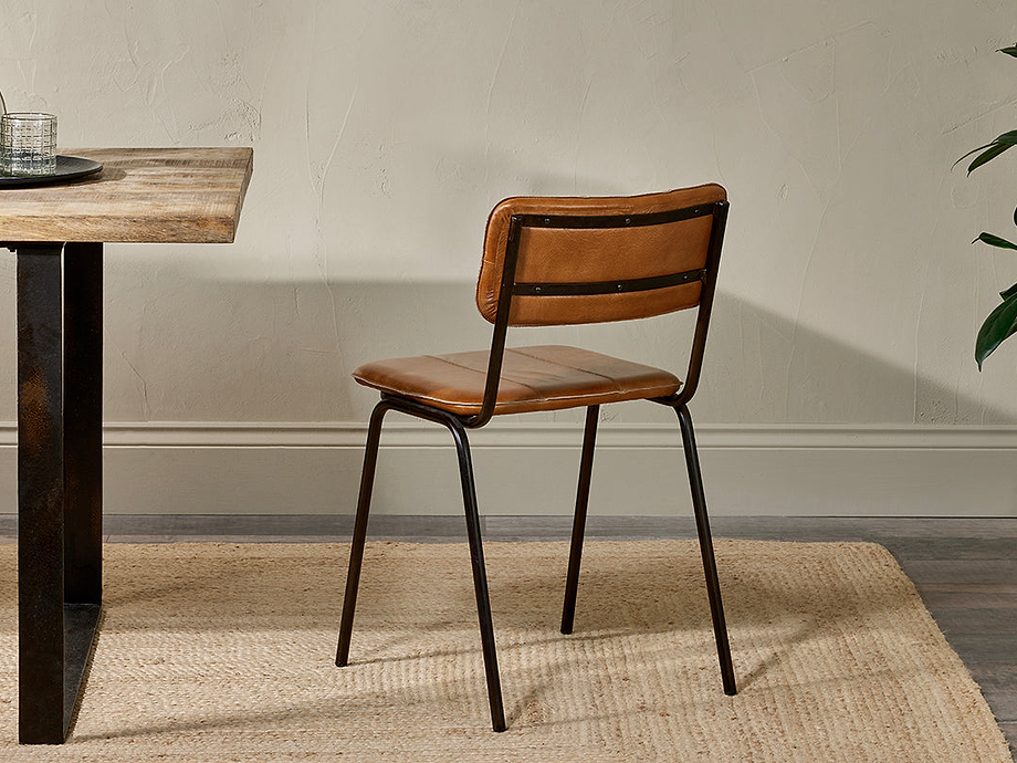 Ukari Leather Dining Chair - Aged Tan