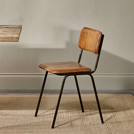 Ukari Leather Dining Chair - Aged Tan-nkuku