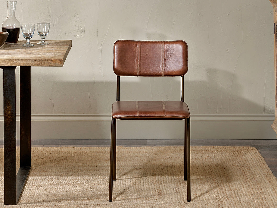 Ukari Leather Dining Chair - Chocolate Brown