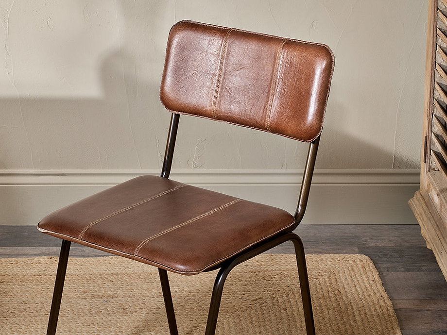 Ukari Leather Dining Chair - Chocolate Brown