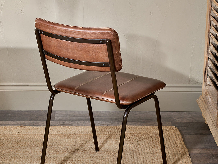 Ukari Leather Dining Chair - Chocolate Brown