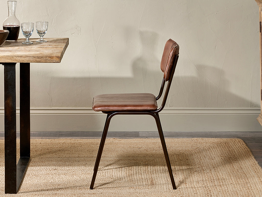 Ukari Leather Dining Chair - Chocolate Brown