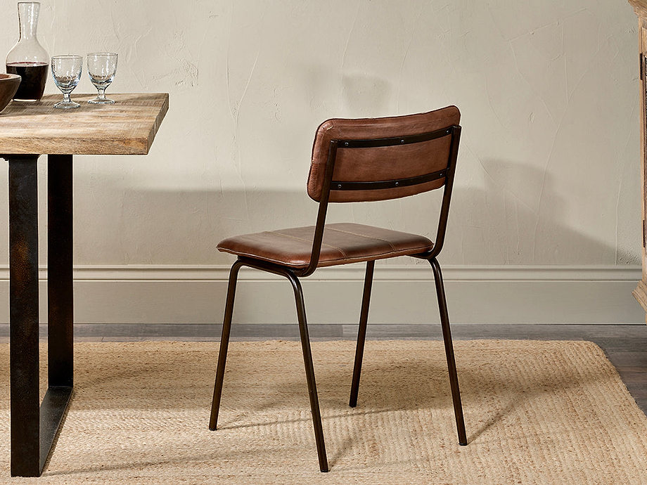 Ukari Leather Dining Chair - Chocolate Brown