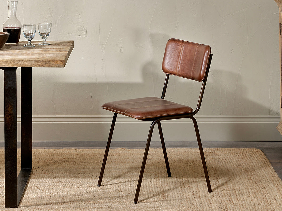 Ukari Leather Dining Chair - Chocolate Brown