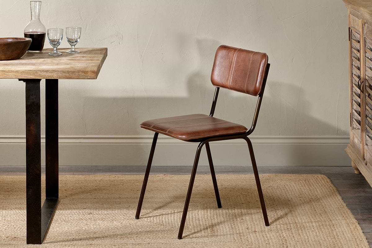 Ukari Leather Dining Chair Chocolate Brown