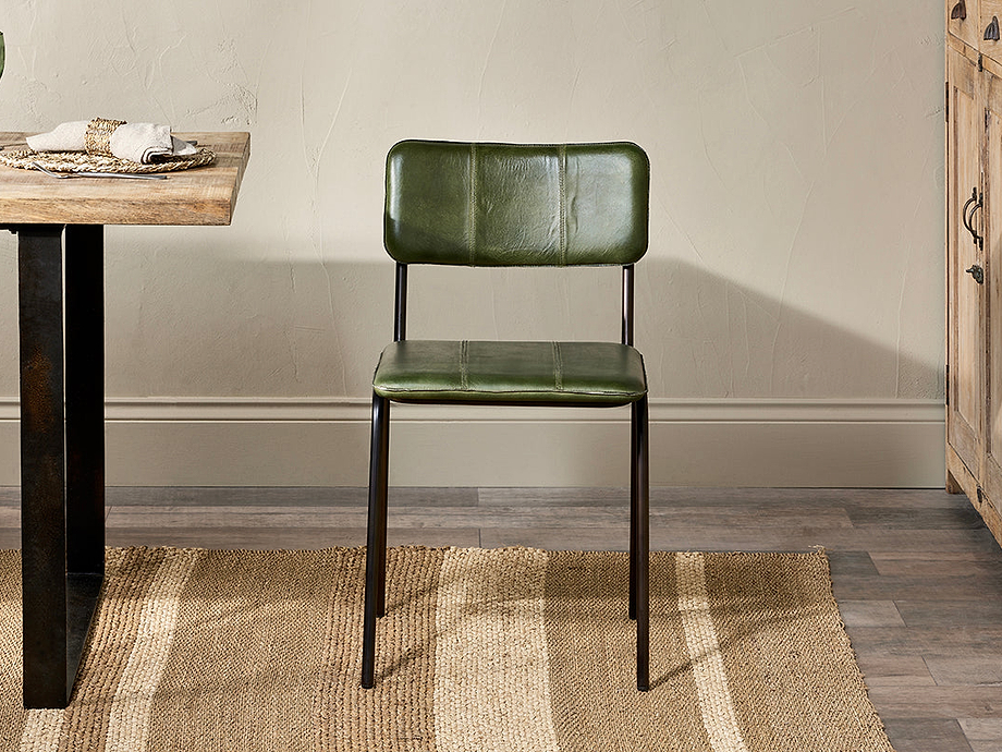 Ukari Leather Dining Chair - Rich Green