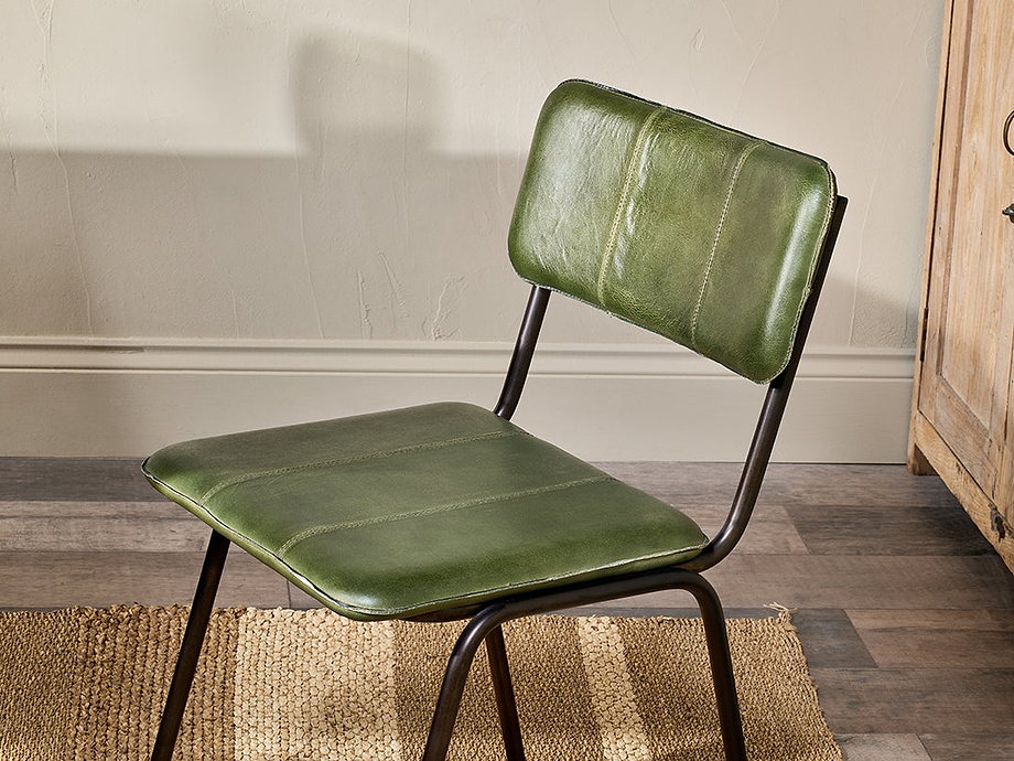 Ukari Leather Dining Chair - Rich Green