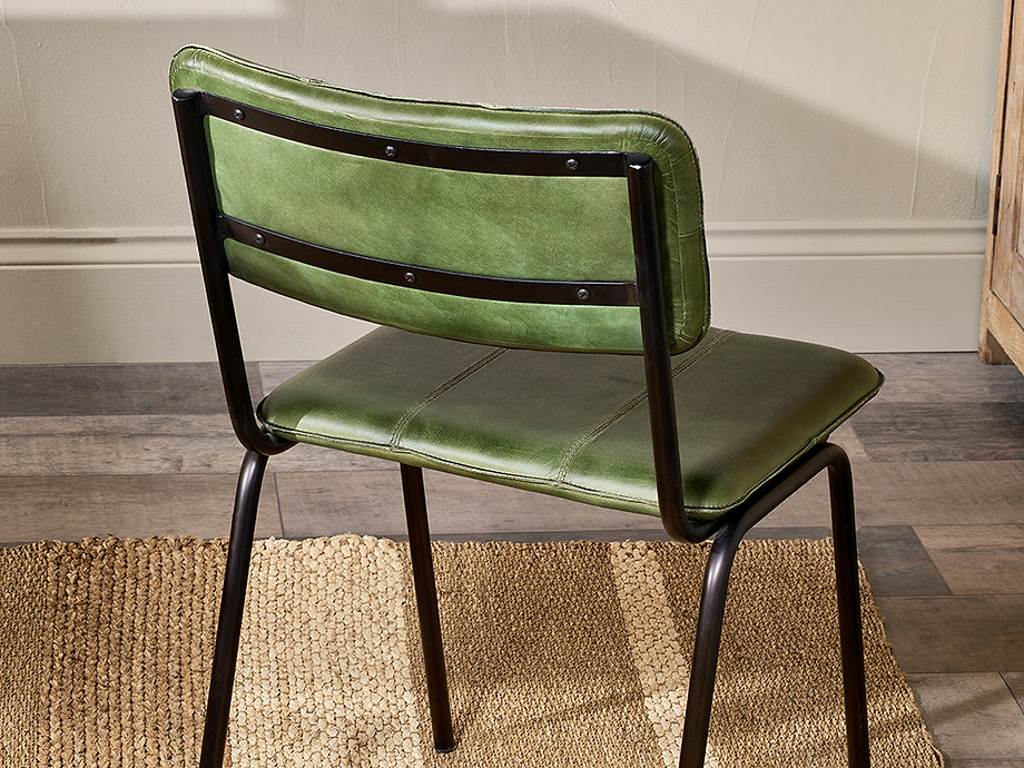 Ukari Leather Dining Chair - Rich Green