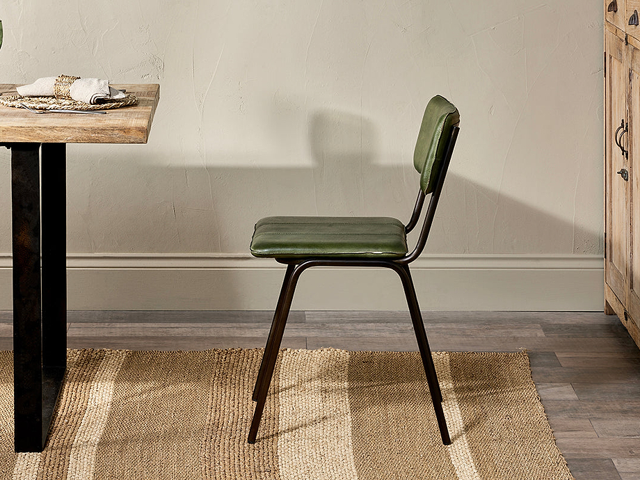 Ukari Leather Dining Chair - Rich Green