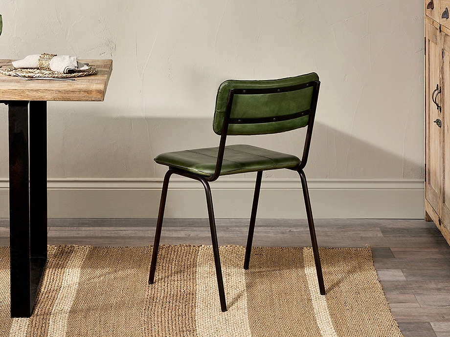 Ukari Leather Dining Chair - Rich Green